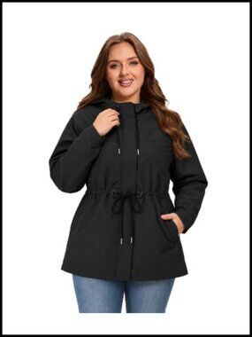 Plus Size Waterproof Hooded Rain Jacket Windbreaker Anorak Hiking